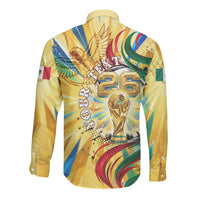 Personalized Mexico Football Victoria Sugar Skull Long Sleeve Button Shirt Dia De Los Muertos Cultural Art Sunburst