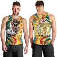 Personalized Mexico Football Victoria Sugar Skull Men Tank Top Dia De Los Muertos Cultural Art Sunburst