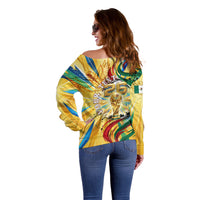 Personalized Mexico Football Victoria Sugar Skull Off Shoulder Sweater Dia De Los Muertos Cultural Art Sunburst