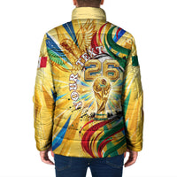 Personalized Mexico Football Victoria Sugar Skull Padded Jacket Dia De Los Muertos Cultural Art Sunburst