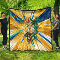 Personalized Mexico Football Victoria Sugar Skull Quilt Dia De Los Muertos Cultural Art Sunburst