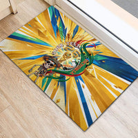 Personalized Mexico Football Victoria Sugar Skull Rubber Doormat Dia De Los Muertos Cultural Art Sunburst