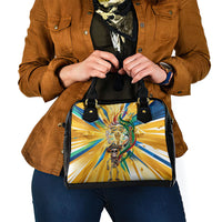 Personalized Mexico Football Victoria Sugar Skull Shoulder Handbag Dia De Los Muertos Cultural Art Sunburst