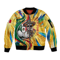 Personalized Mexico Football Victoria Sugar Skull Sleeve Zip Bomber Jacket Dia De Los Muertos Cultural Art Sunburst
