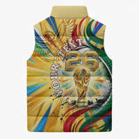 Personalized Mexico Football Victoria Sugar Skull Sleeveless Puffer Jacket Dia De Los Muertos Cultural Art Sunburst