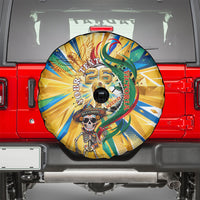 Personalized Mexico Football Victoria Sugar Skull Spare Tire Cover Dia De Los Muertos Cultural Art Sunburst