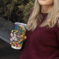Personalized Mexico Football Victoria Sugar Skull Tumbler Cup Dia De Los Muertos Cultural Art Sunburst