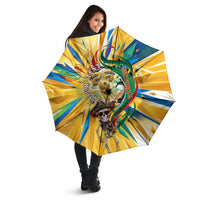 Personalized Mexico Football Victoria Sugar Skull Umbrella Dia De Los Muertos Cultural Art Sunburst