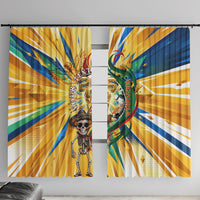 Personalized Mexico Football Victoria Sugar Skull Window Curtain Dia De Los Muertos Cultural Art Sunburst