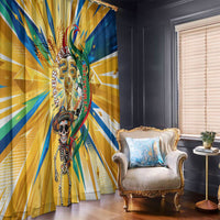 Personalized Mexico Football Victoria Sugar Skull Window Curtain Dia De Los Muertos Cultural Art Sunburst