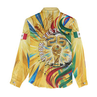 Personalized Mexico Football Victoria Sugar Skull Women Casual Shirt Dia De Los Muertos Cultural Art Sunburst