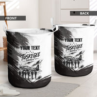 Personalized Tuskegee Airmen Laundry Basket Black And White Grunge WWII Aviation Art