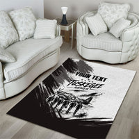 Personalized Tuskegee Airmen Area Rug Black And White Grunge WWII Aviation Art