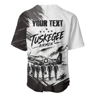 Personalized Tuskegee Airmen Baseball Jersey Black And White Grunge WWII Aviation Art
