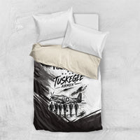 Personalized Tuskegee Airmen Bedding Set Black And White Grunge WWII Aviation Art