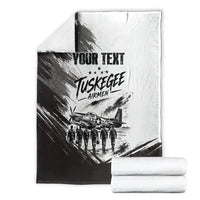 Personalized Tuskegee Airmen Blanket Black And White Grunge WWII Aviation Art