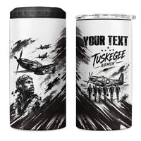 Personalized Tuskegee Airmen 4 in 1 Can Cooler Tumbler Black And White Grunge WWII Aviation Art