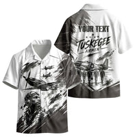 Personalized Tuskegee Airmen Kid Hawaiian Shirt Black And White Grunge WWII Aviation Art