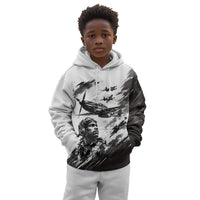 Personalized Tuskegee Airmen Kid Hoodie Black And White Grunge WWII Aviation Art