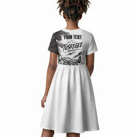 Personalized Tuskegee Airmen Kid Short Sleeve Dress Black And White Grunge WWII Aviation Art