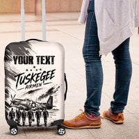 Personalized Tuskegee Airmen Luggage Cover Black And White Grunge WWII Aviation Art