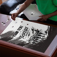 Personalized Tuskegee Airmen Puzzle Black And White Grunge WWII Aviation Art