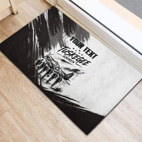 Personalized Tuskegee Airmen Rubber Doormat Black And White Grunge WWII Aviation Art