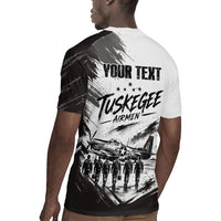 Personalized Tuskegee Airmen Rugby Jersey Black And White Grunge WWII Aviation Art