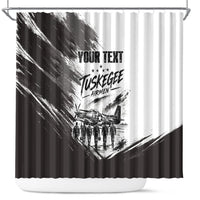 Personalized Tuskegee Airmen Shower Curtain Black And White Grunge WWII Aviation Art