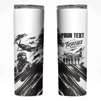 Personalized Tuskegee Airmen Skinny Tumbler Black And White Grunge WWII Aviation Art