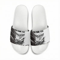 Personalized Tuskegee Airmen Slide Sandals Black And White Grunge WWII Aviation Art