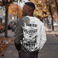 Personalized Tuskegee Airmen Sweatshirt Black And White Grunge WWII Aviation Art