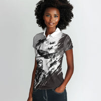 Personalized Tuskegee Airmen Women Polo Shirt Black And White Grunge WWII Aviation Art