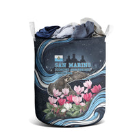 San Marino Founding Anniversary Laundry Basket Freedom Peregrine Falcon - Cyclamen Flowers Towers Flag