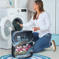San Marino Founding Anniversary Laundry Basket Freedom Peregrine Falcon - Cyclamen Flowers Towers Flag