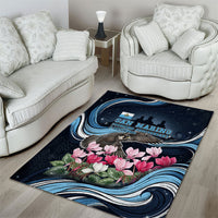 San Marino Founding Anniversary Area Rug Freedom Peregrine Falcon - Cyclamen Flowers Towers Flag