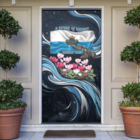 San Marino Founding Anniversary Door Cover Freedom Peregrine Falcon - Cyclamen Flowers Towers Flag