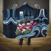 San Marino Founding Anniversary Hooded Blanket Freedom Peregrine Falcon - Cyclamen Flowers Towers Flag