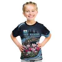 San Marino Founding Anniversary Kid T Shirt Freedom Peregrine Falcon - Cyclamen Flowers Towers Flag