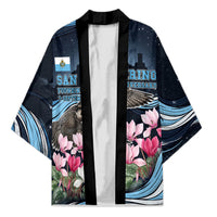 San Marino Founding Anniversary Kimono Freedom Peregrine Falcon - Cyclamen Flowers Towers Flag