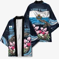 San Marino Founding Anniversary Kimono Freedom Peregrine Falcon - Cyclamen Flowers Towers Flag