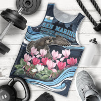 San Marino Founding Anniversary Men Tank Top Freedom Peregrine Falcon - Cyclamen Flowers Towers Flag