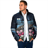 San Marino Founding Anniversary Padded Jacket Freedom Peregrine Falcon - Cyclamen Flowers Towers Flag