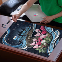 San Marino Founding Anniversary Puzzle Freedom Peregrine Falcon - Cyclamen Flowers Towers Flag
