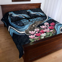 San Marino Founding Anniversary Quilt Bed Set Freedom Peregrine Falcon - Cyclamen Flowers Towers Flag