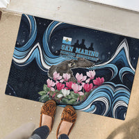 San Marino Founding Anniversary Rubber Doormat Freedom Peregrine Falcon - Cyclamen Flowers Towers Flag