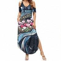 San Marino Founding Anniversary Summer Maxi Dress Freedom Peregrine Falcon - Cyclamen Flowers Towers Flag