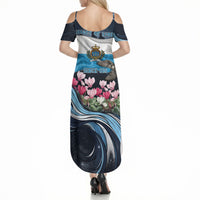 San Marino Founding Anniversary Summer Maxi Dress Freedom Peregrine Falcon - Cyclamen Flowers Towers Flag