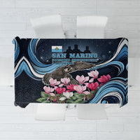San Marino Founding Anniversary Tablecloth Freedom Peregrine Falcon - Cyclamen Flowers Towers Flag