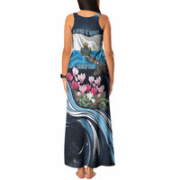 San Marino Founding Anniversary Tank Maxi Dress Freedom Peregrine Falcon - Cyclamen Flowers Towers Flag